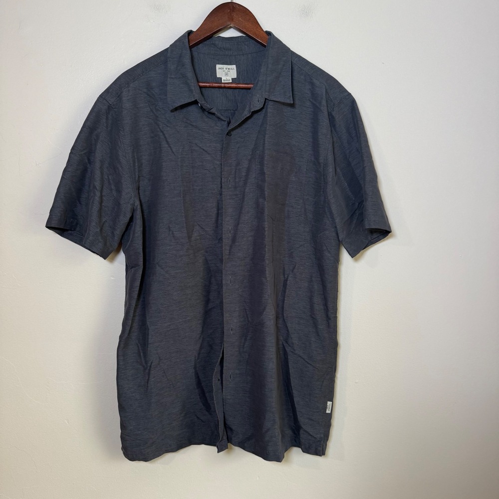 Jack O'Neill Relaxed Fit Textured Short Sleeve Button Down Shirt Size L Grey